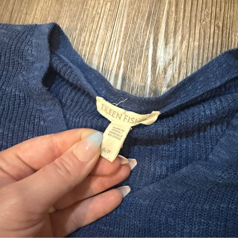 Eileen Fisher Linen Cotton Blue V-Neck Long Sleeve Tunic Dress Womens Size Small - Picture 9 of 10